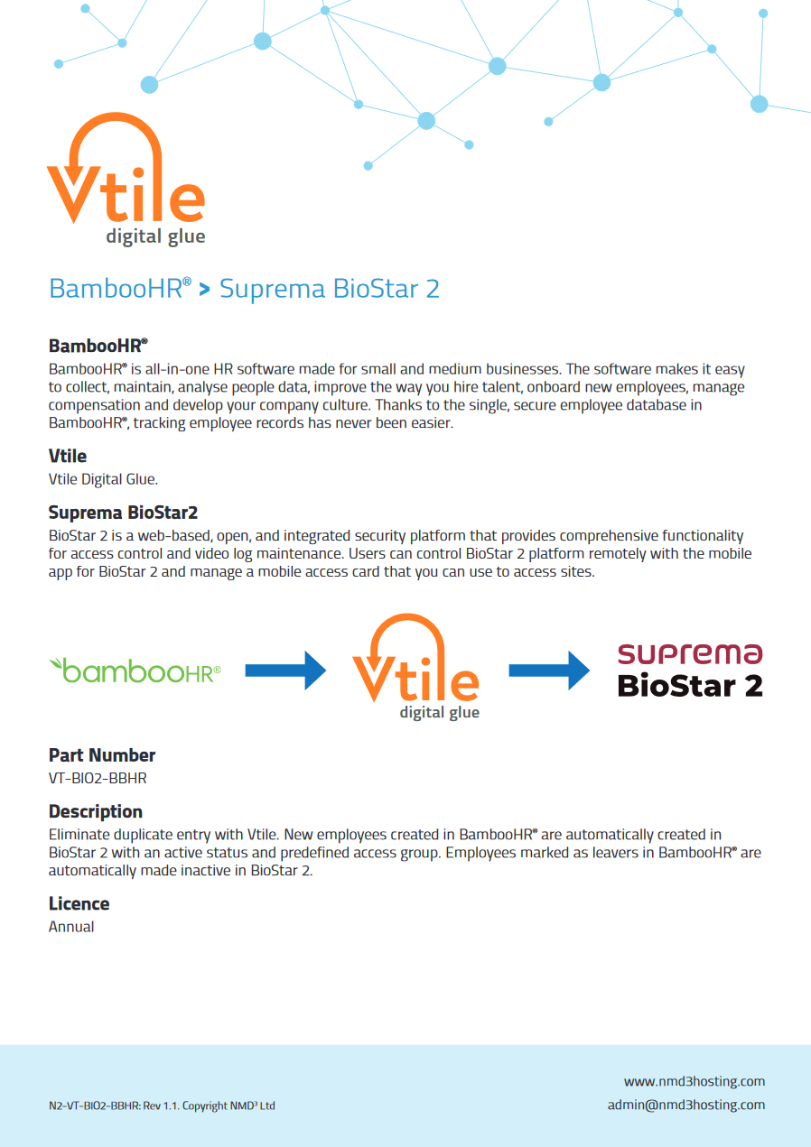 BambooHR® > Suprema BioStar 2