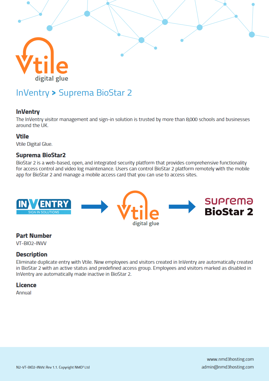 InVentry > Suprema BioStar 2
